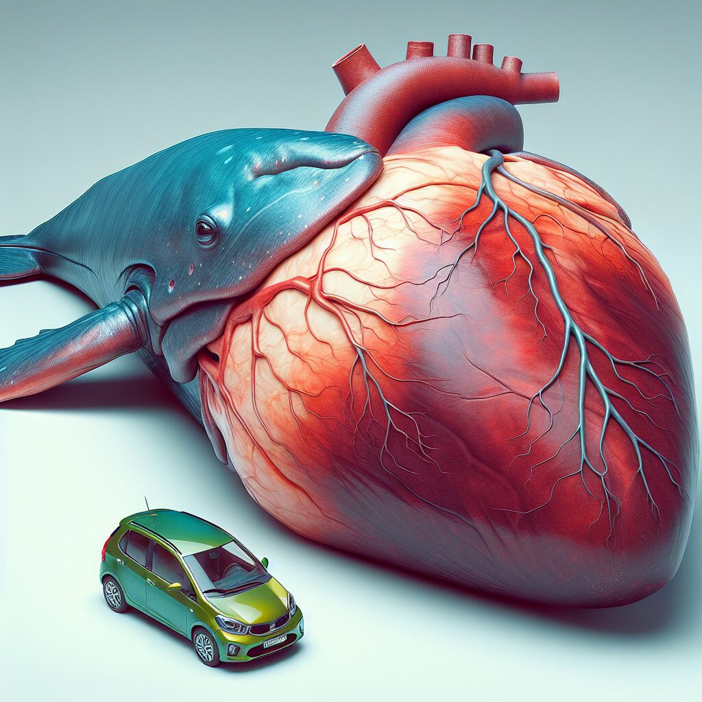 El corazón de una ballena azul es del tamaño de un coche pequeño.