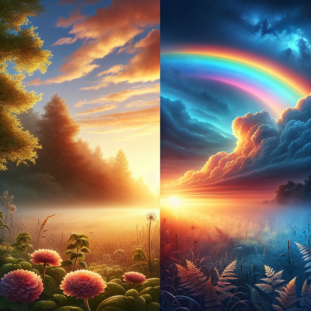 Un arco iris sólo se puede ver por la mañana o al final de la tarde.