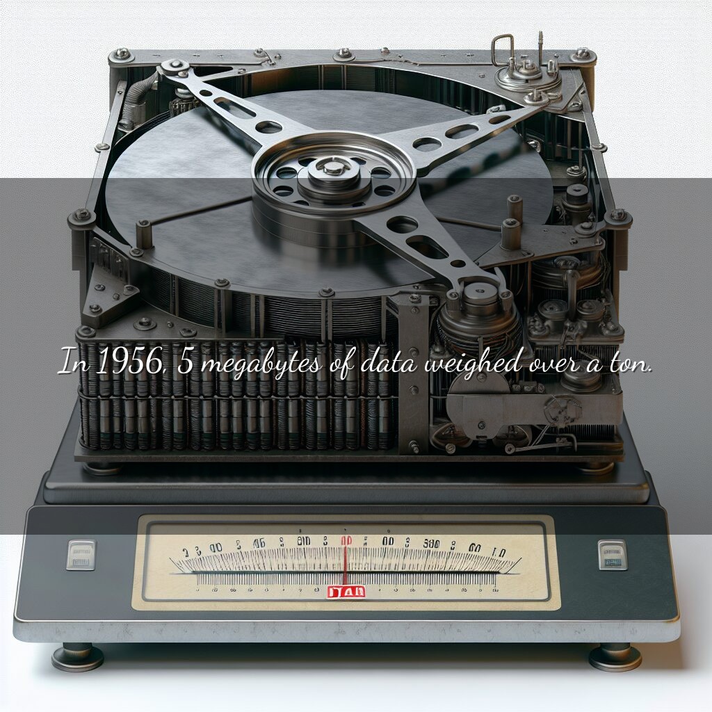 En 1956, 5 megabytes de datos pesaban más de una tonelada.