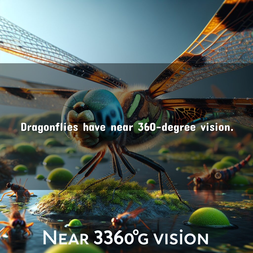 Las libélulas tienen una visión de casi 360 grados.