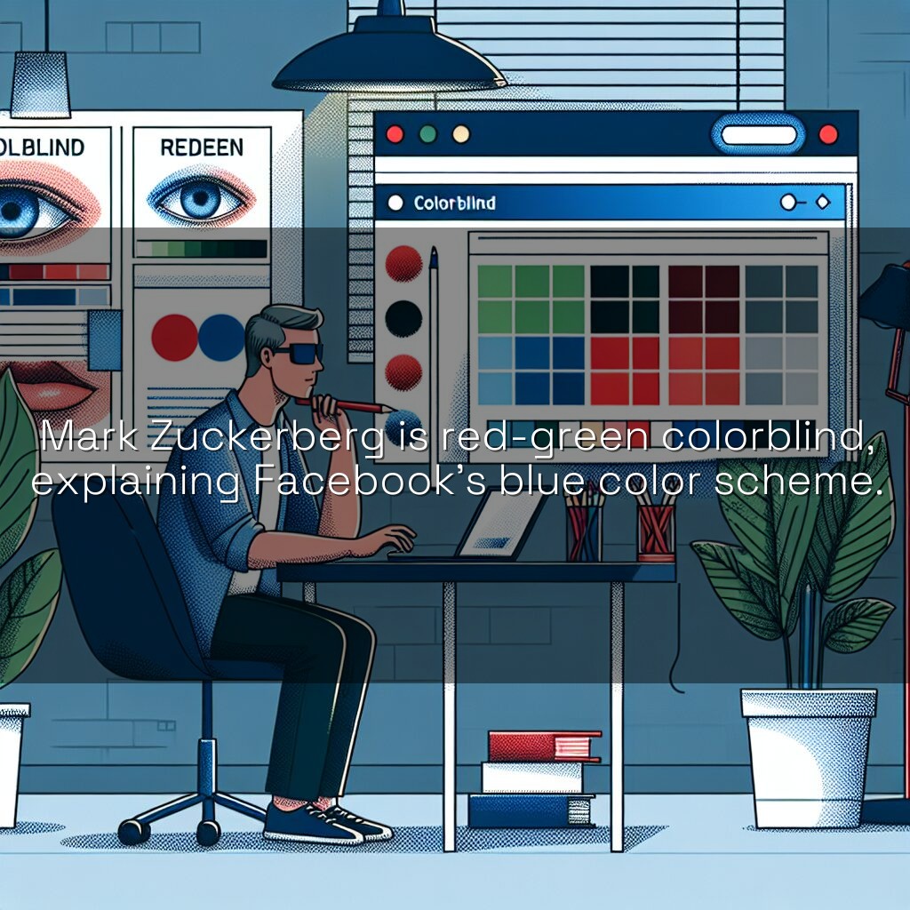 Mark Zuckerberg es daltónico rojo y verde, lo que explica la combinación de colores azules de Facebook.