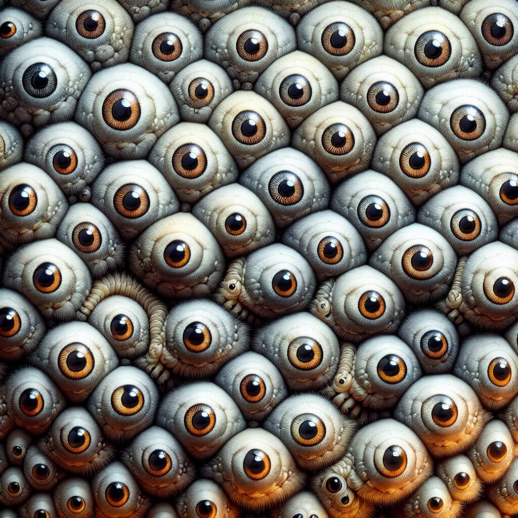 Las orugas tienen 12 ojos, dispuestos en forma hexagonal.