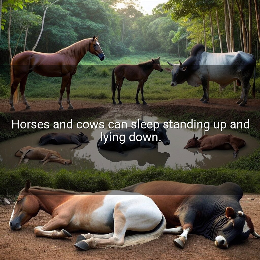 Cómo duermen los caballos y las vacas: de pie y tumbados