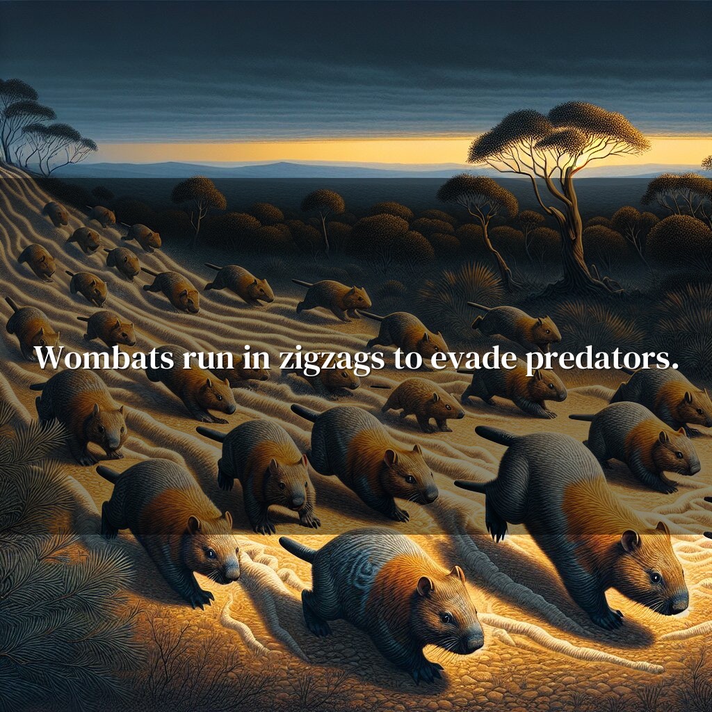 Carrera en zigzag de los wombats